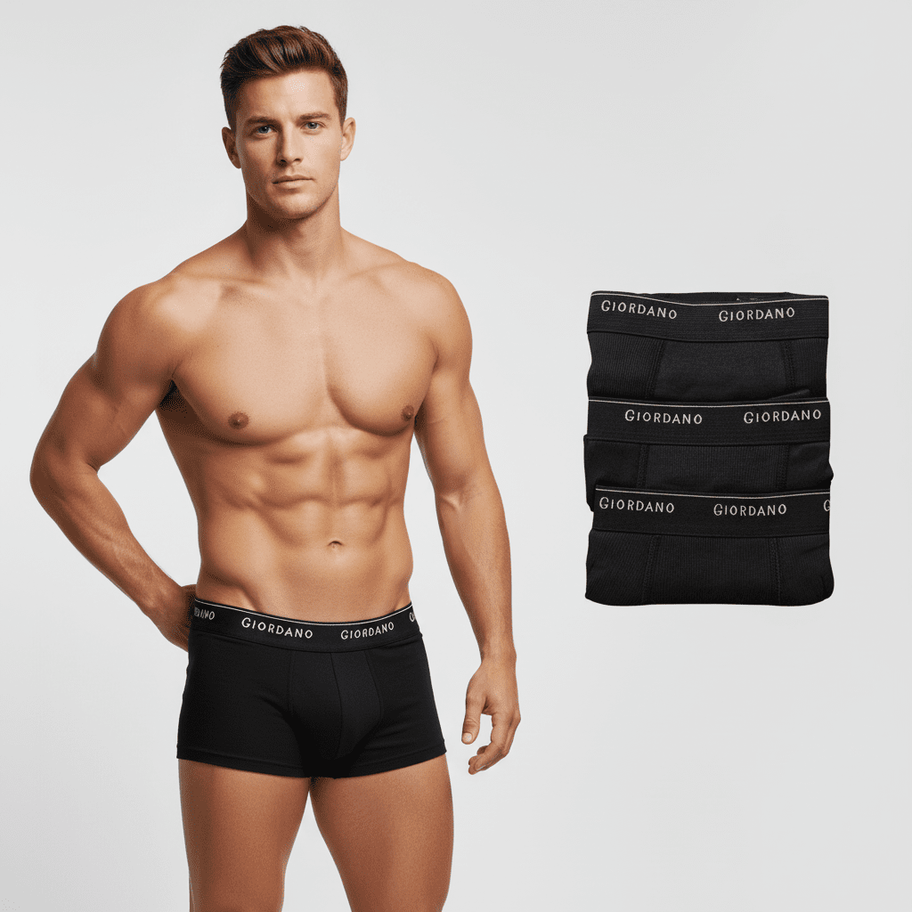 Jersey Trunks (3 - packs) - Black - Giordano Online