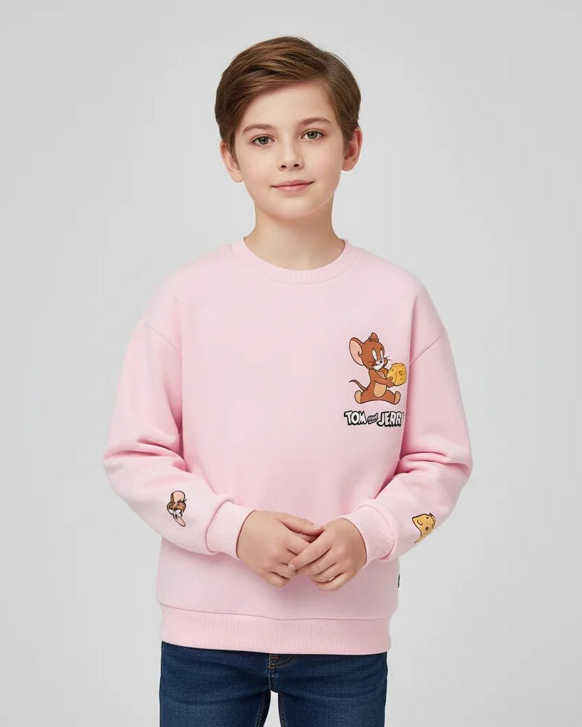 Quick buy Junior French Terry Oversized Print Long Sleeve Sweater - Tom & Jerry - Pink