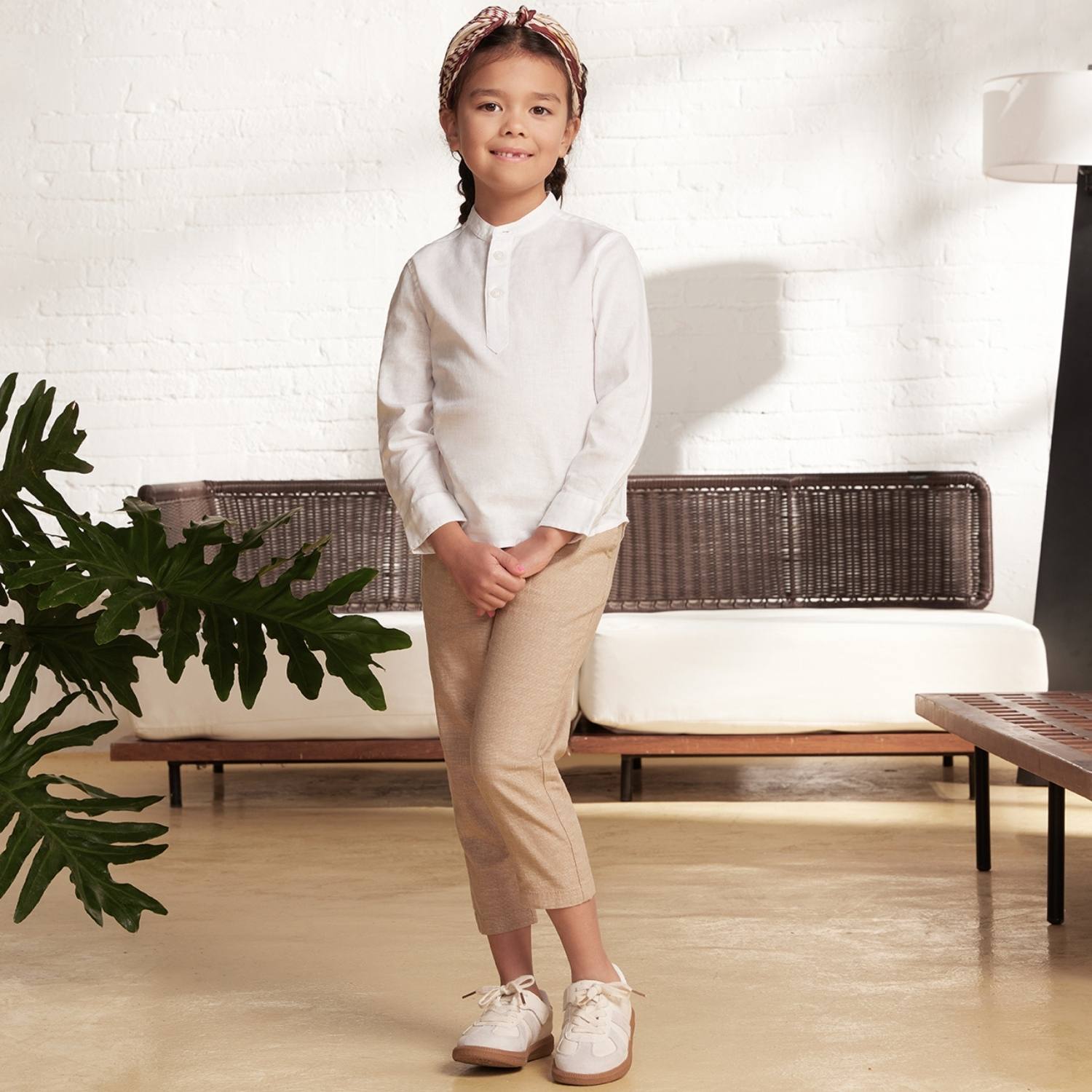 Junior Linen Crew Neck Long Sleeve Shirt - Giordano Online