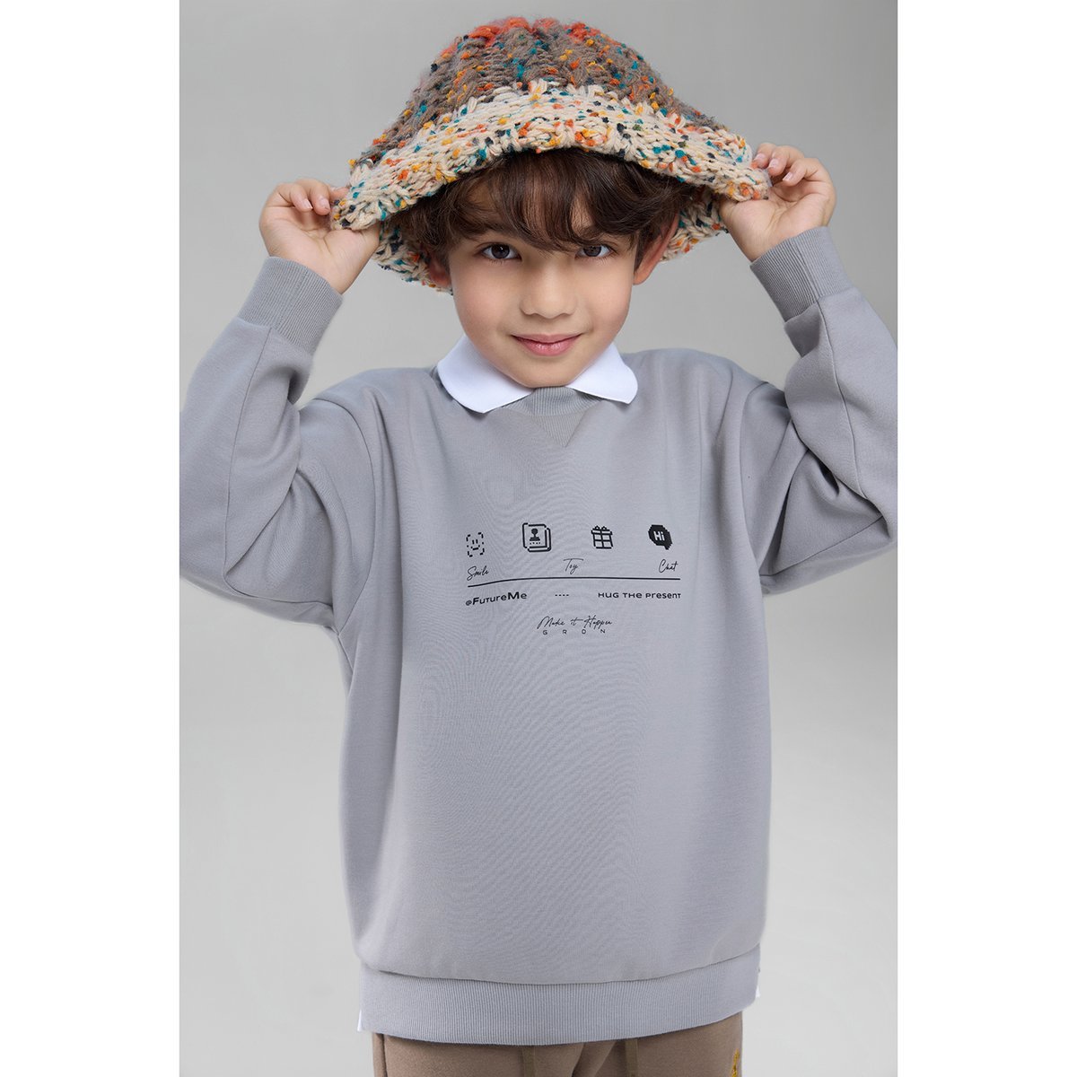 Junior's Interlock Crew Neck Relaxed Print Sweatshirt - Giordano Online