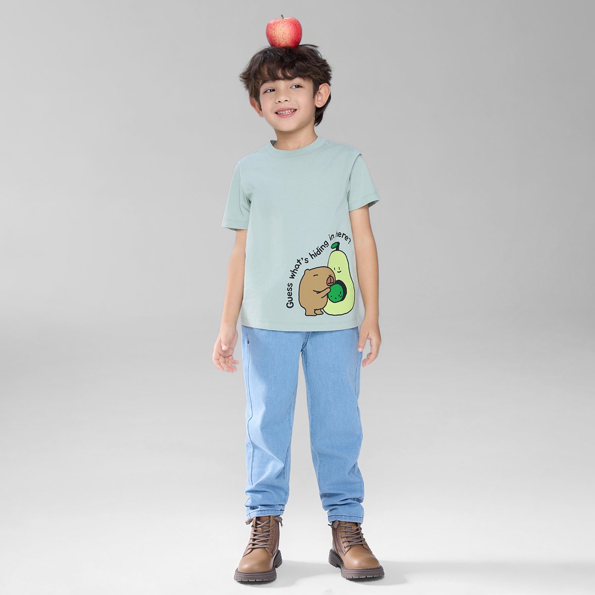 Junior's Jersey Crew Neck Regular Print Tee - Green - Giordano Online