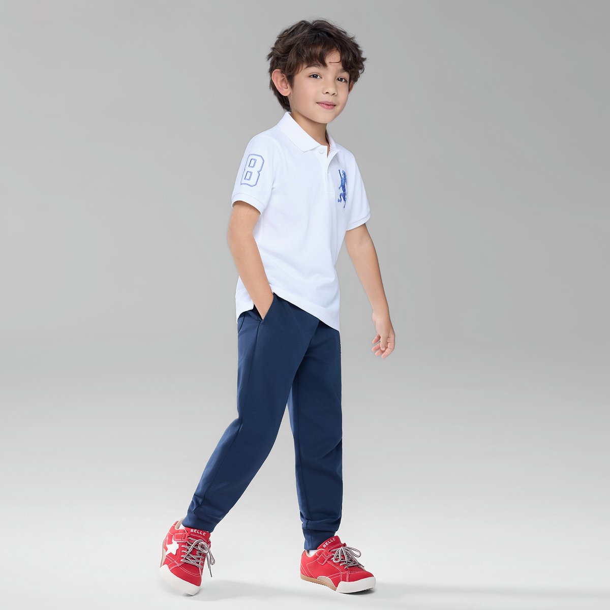 Junior's Slim Fit Lion Embroidered Cotton Polo - Giordano Online