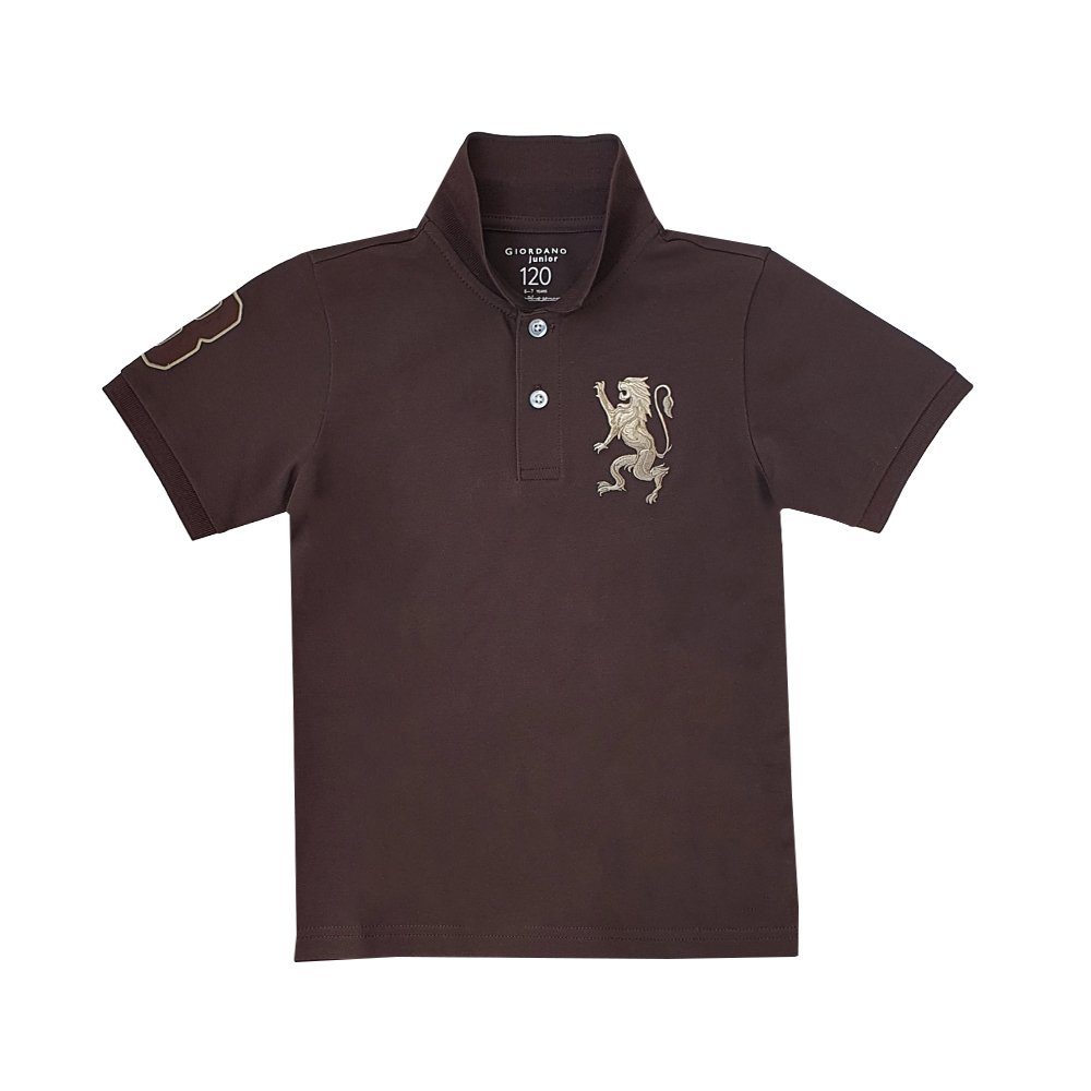 Junior's Slim Fit Lion Embroidered Cotton Polo - Giordano Online