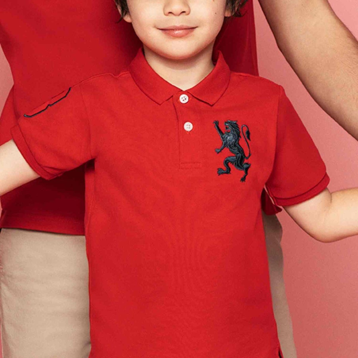 Junior's Slim Fit Lion Embroidered Cotton Polo - Giordano Online