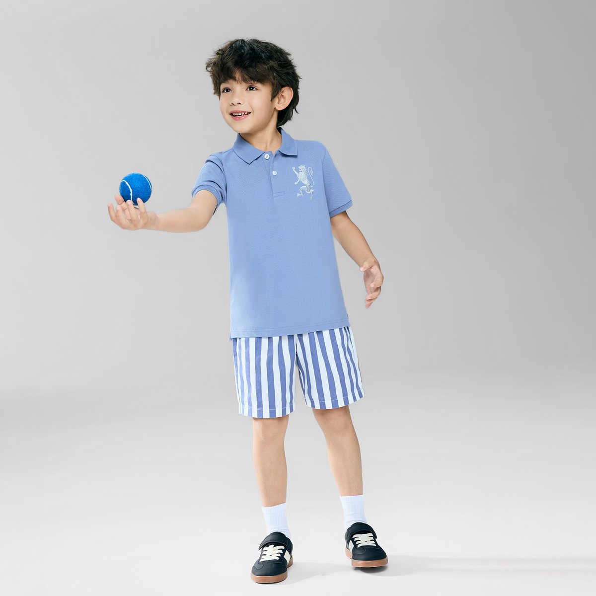 Junior's Slim Fit Lion Embroidered Cotton Polo - Giordano Online