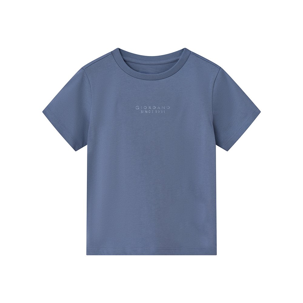 Kid's Cotton Jersey Crew Neck Printed Short Sleeve Tee - Blue - Giordano Online