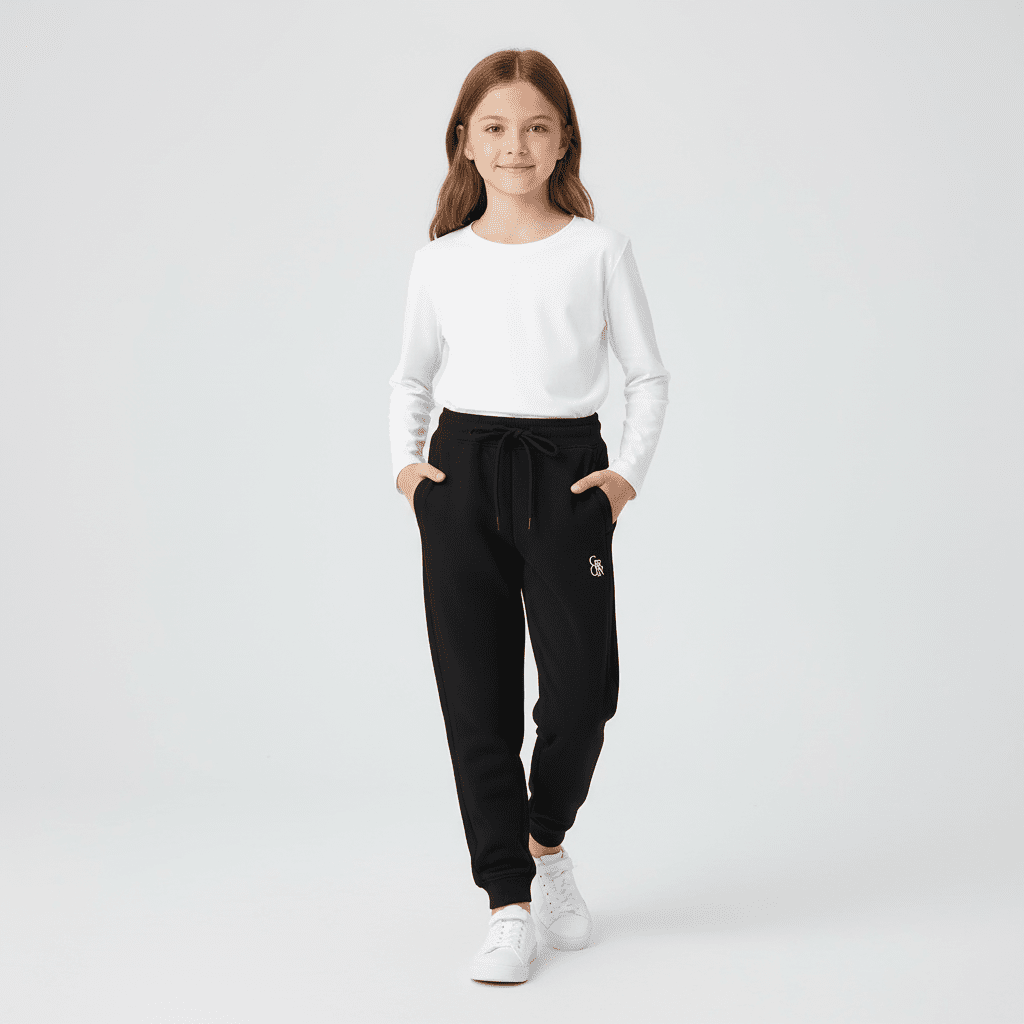 Kids Mid Rise Fleece Jogger with Elastic Waist - Black - Giordano Online