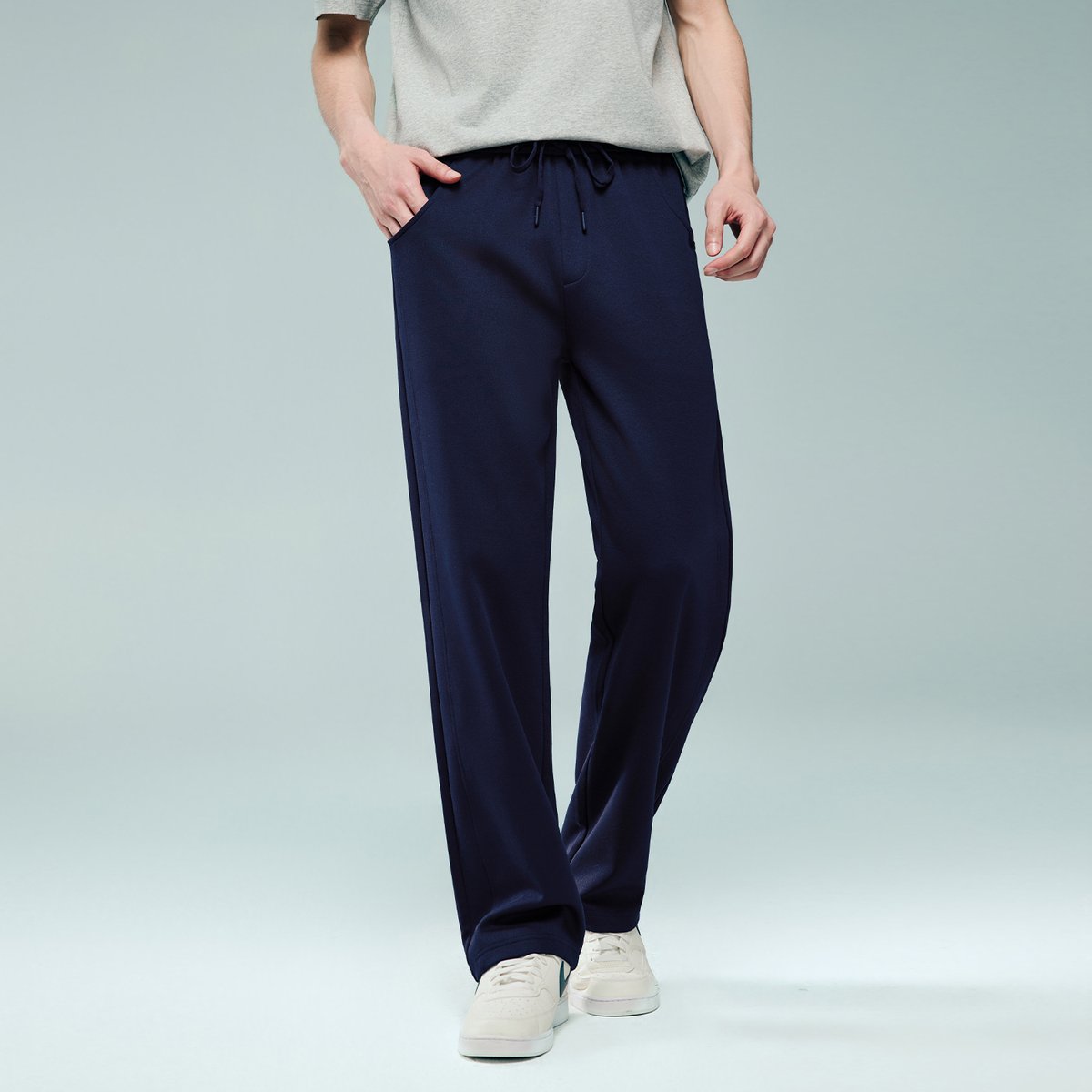 Men Mid‑Rise Regular Fit Elastic Waist Pants - Giordano Online