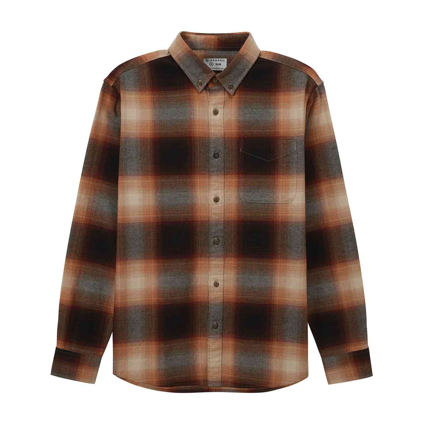 Men's Basket Weave Full Opening Long Sleeve Shirt - Giordano