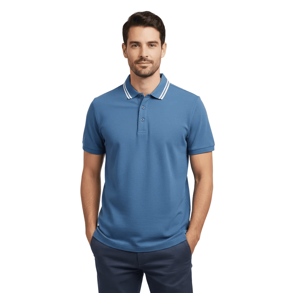 Men's Button Front Solid Polo - Blue - Giordano Online