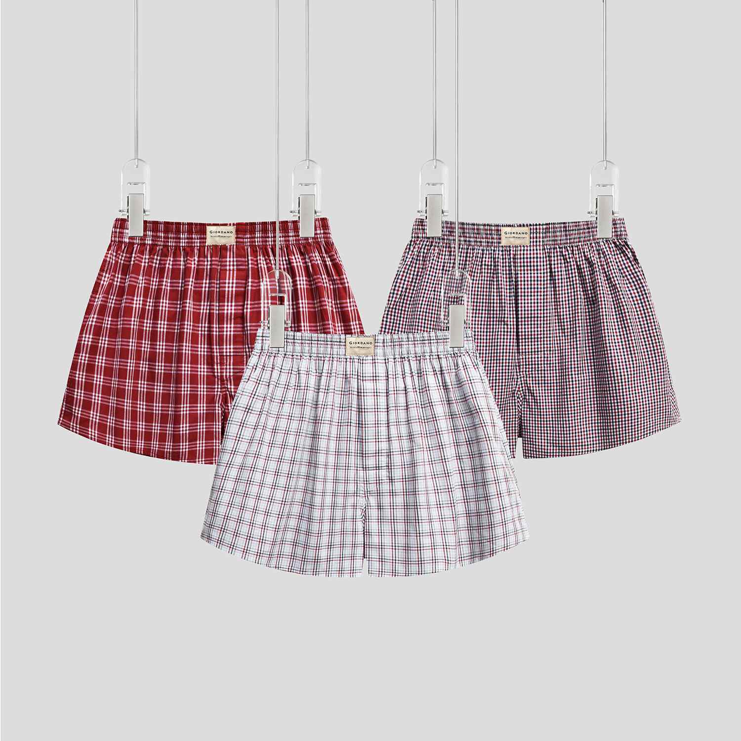 Men's Cotton Contrast Color Boxers (3pcs/pack) - Giordano Online