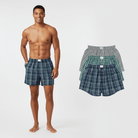 Men's Cotton Contrast Color Boxers (3pcs/pack) - Green - Giordano Online