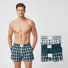 Men's Cotton Contrast Color Boxers (3pcs/pack) - Green - Giordano Online