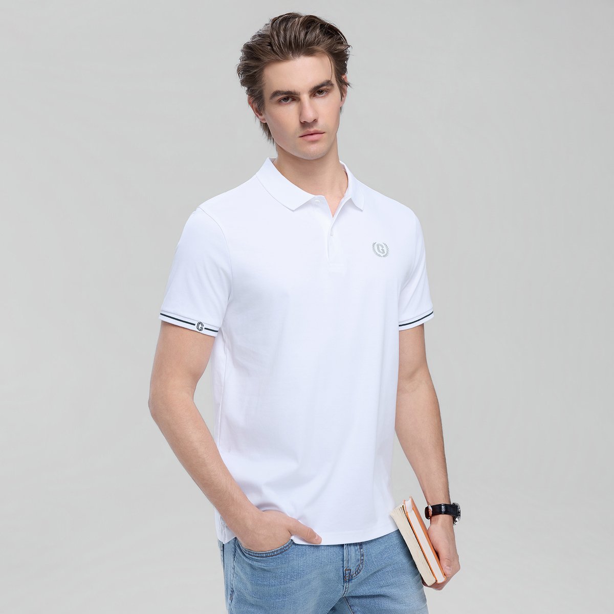 Men's Cotton Interlock Slim Fit Liquid Touch Embroidery Polo - Giordano Online