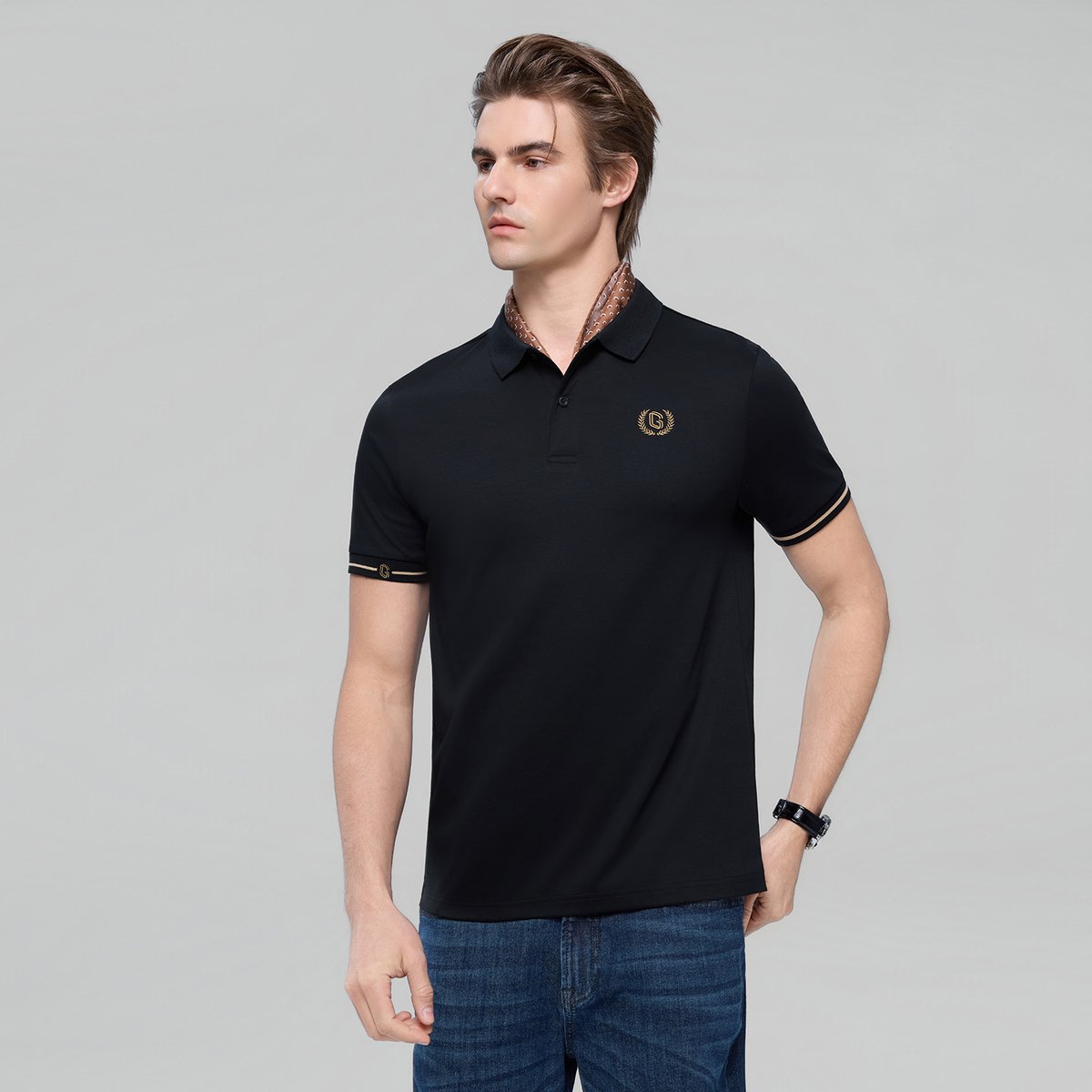 Men's Cotton Interlock Slim Fit Liquid Touch Embroidery Polo - Giordano Online