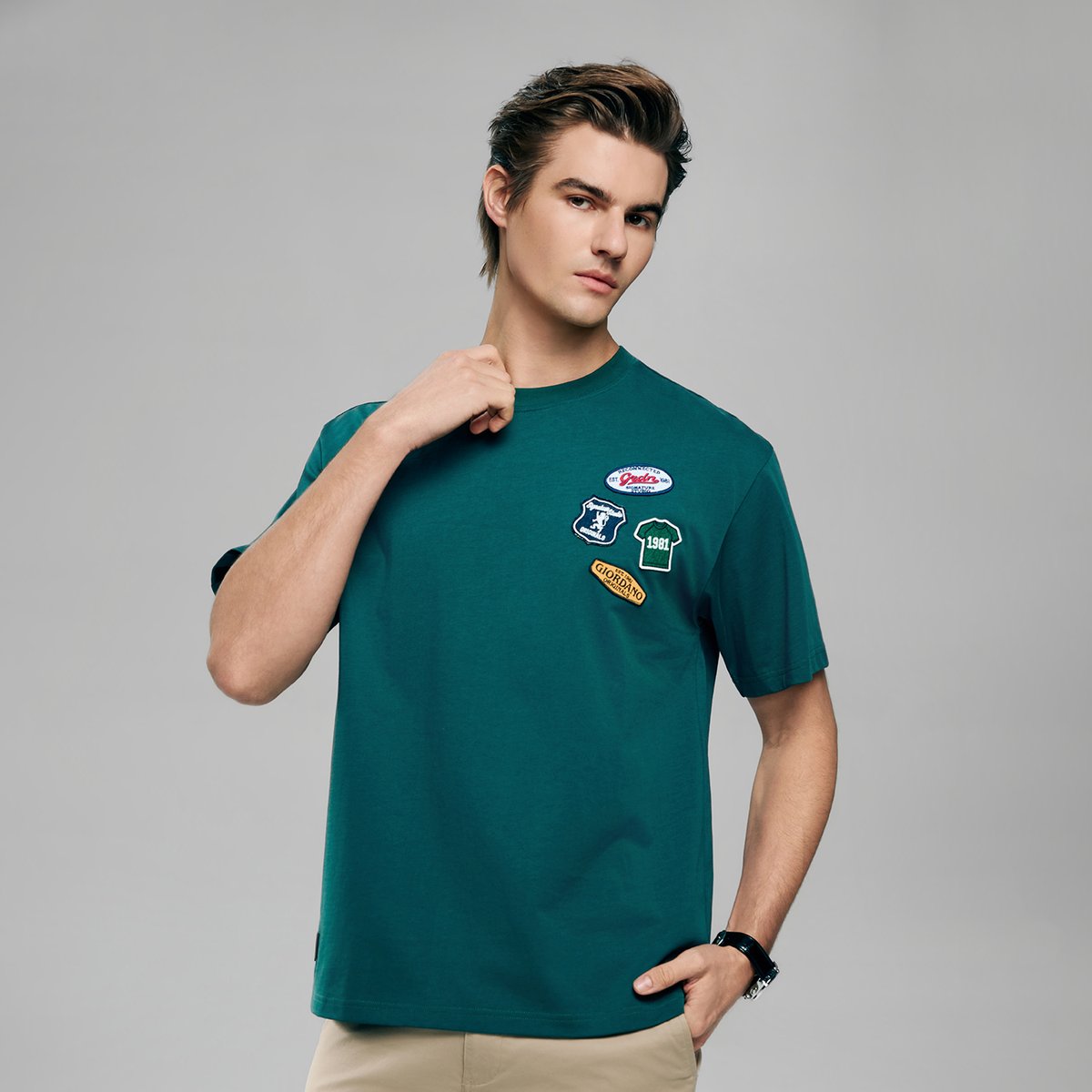 Men's Cotton Jersey Crew Neck Short Sleeve Relaxed Print Tee - Giordano Online