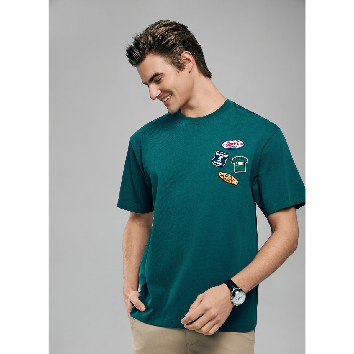 Men's Cotton Jersey Crew Neck Short Sleeve Relaxed Print Tee - Giordano Online