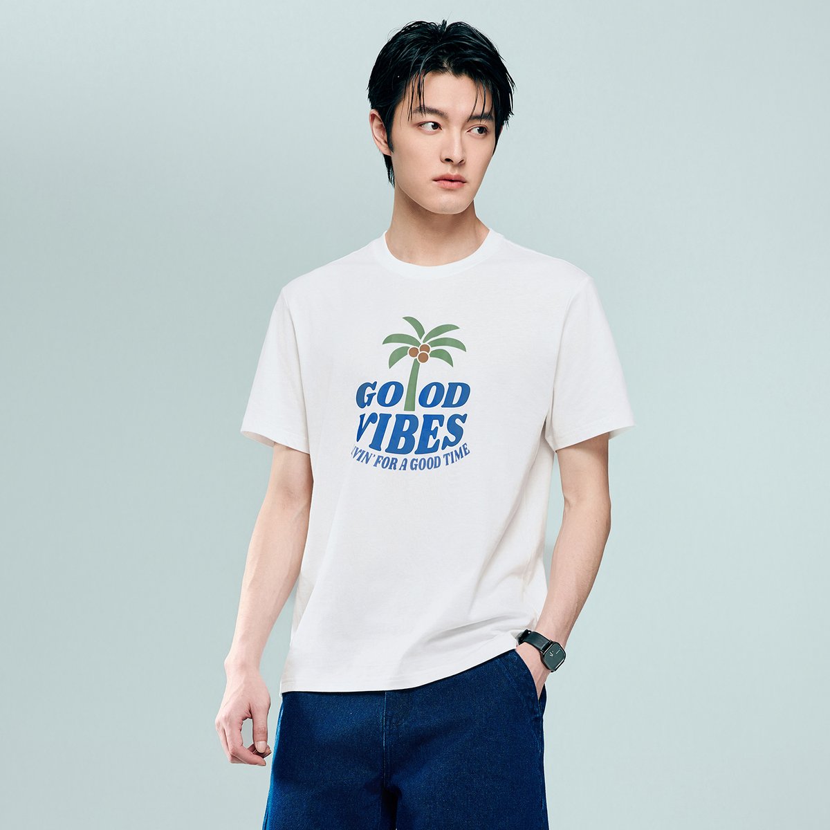 Men's Cotton Jersey Crew‑Neck Print Tee - Giordano Online