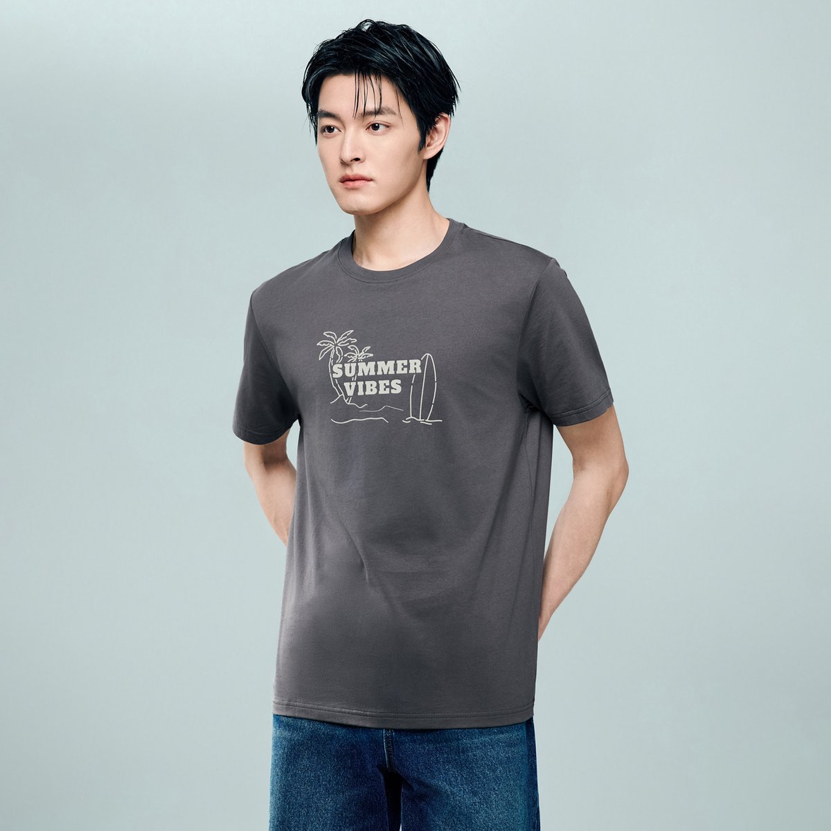 Men's Cotton Jersey Crew‑Neck Print Tee - Giordano Online