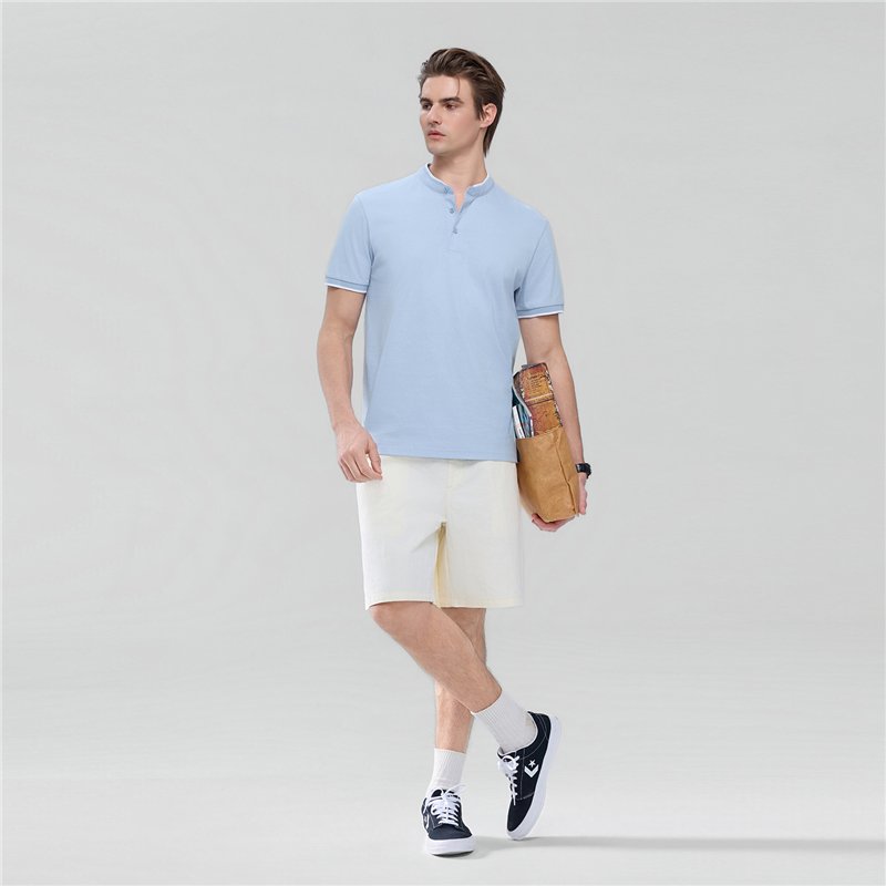Men's Cotton Jersey Henley Short Sleeve Slim Fit Tee - Giordano Online