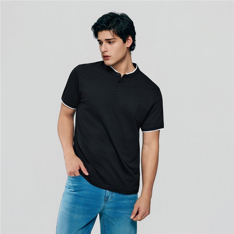 Men's Cotton Jersey Henley Short Sleeve Slim Fit Tee - Giordano Online
