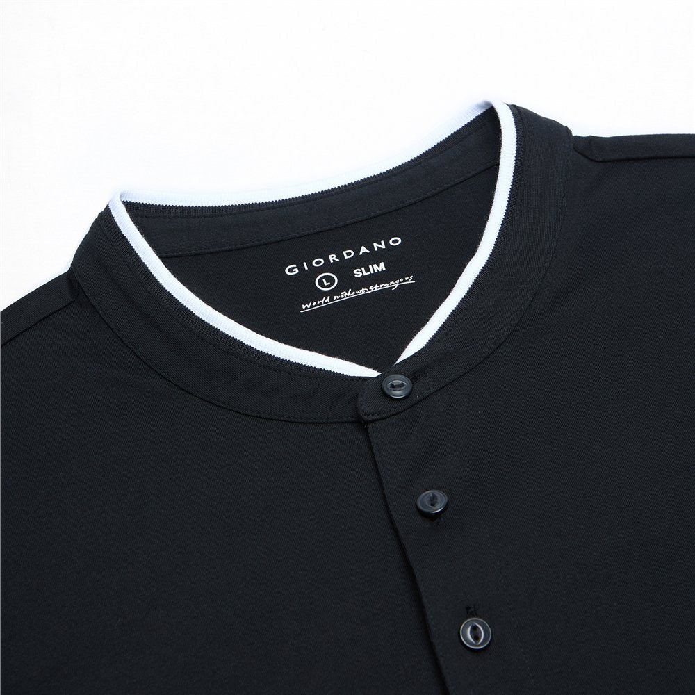 Men's Cotton Jersey Henley Short Sleeve Slim Fit Tee - Giordano Online