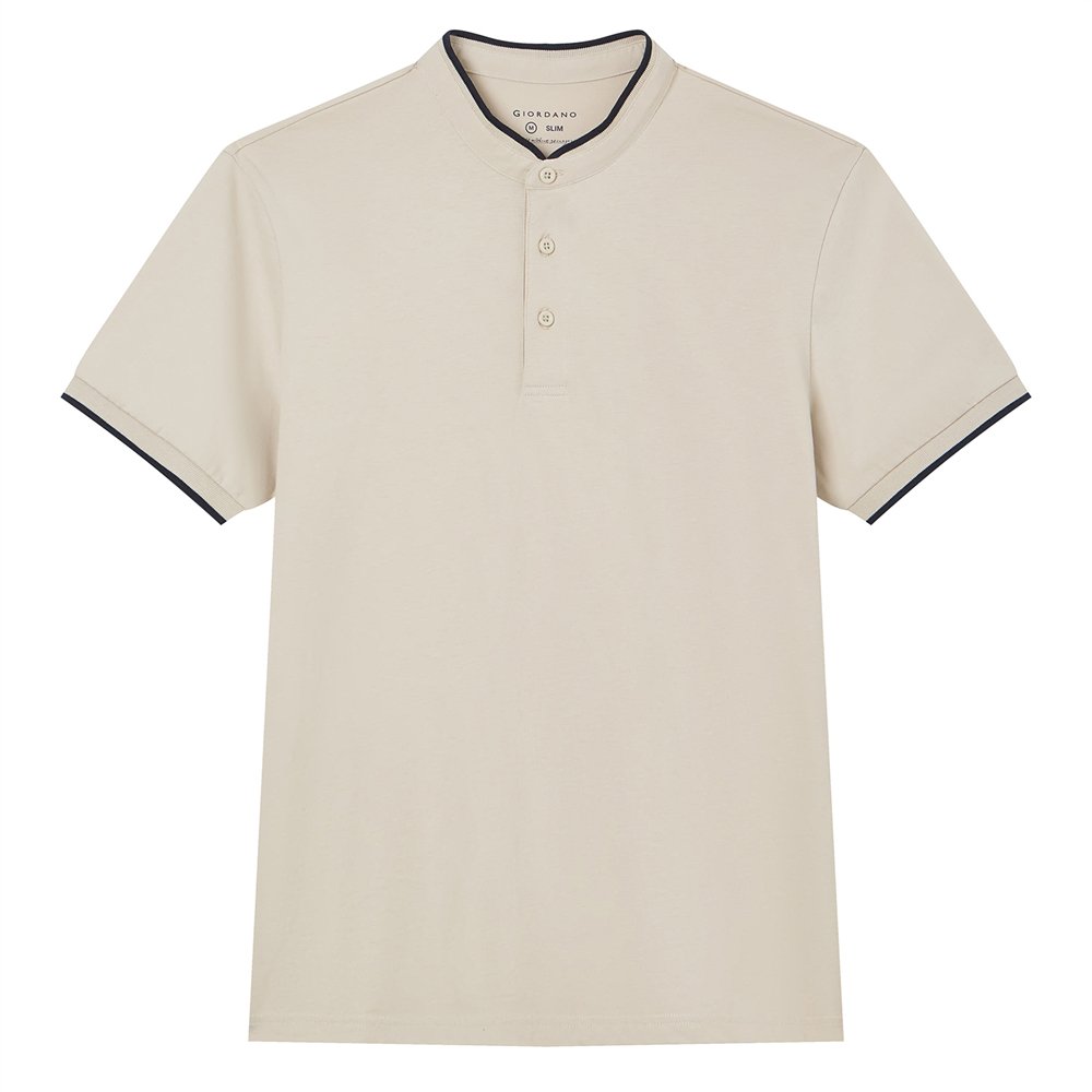 Men's Cotton Jersey Henley Short Sleeve Slim Fit Tee - Giordano Online