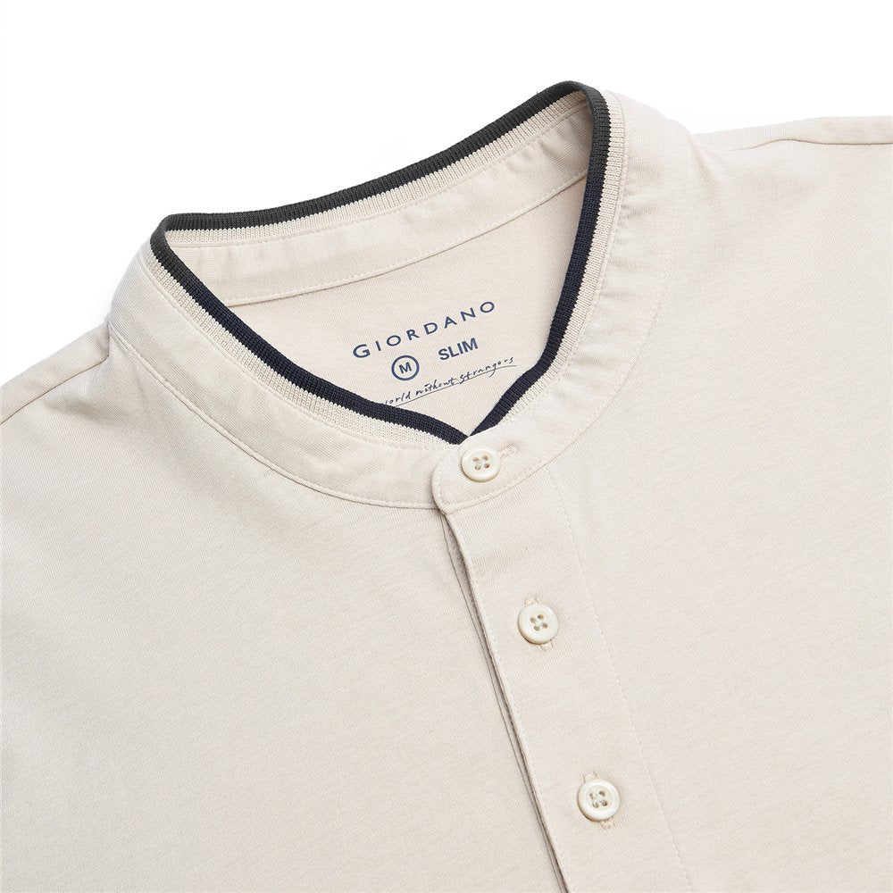 Men's Cotton Jersey Henley Short Sleeve Slim Fit Tee - Giordano Online