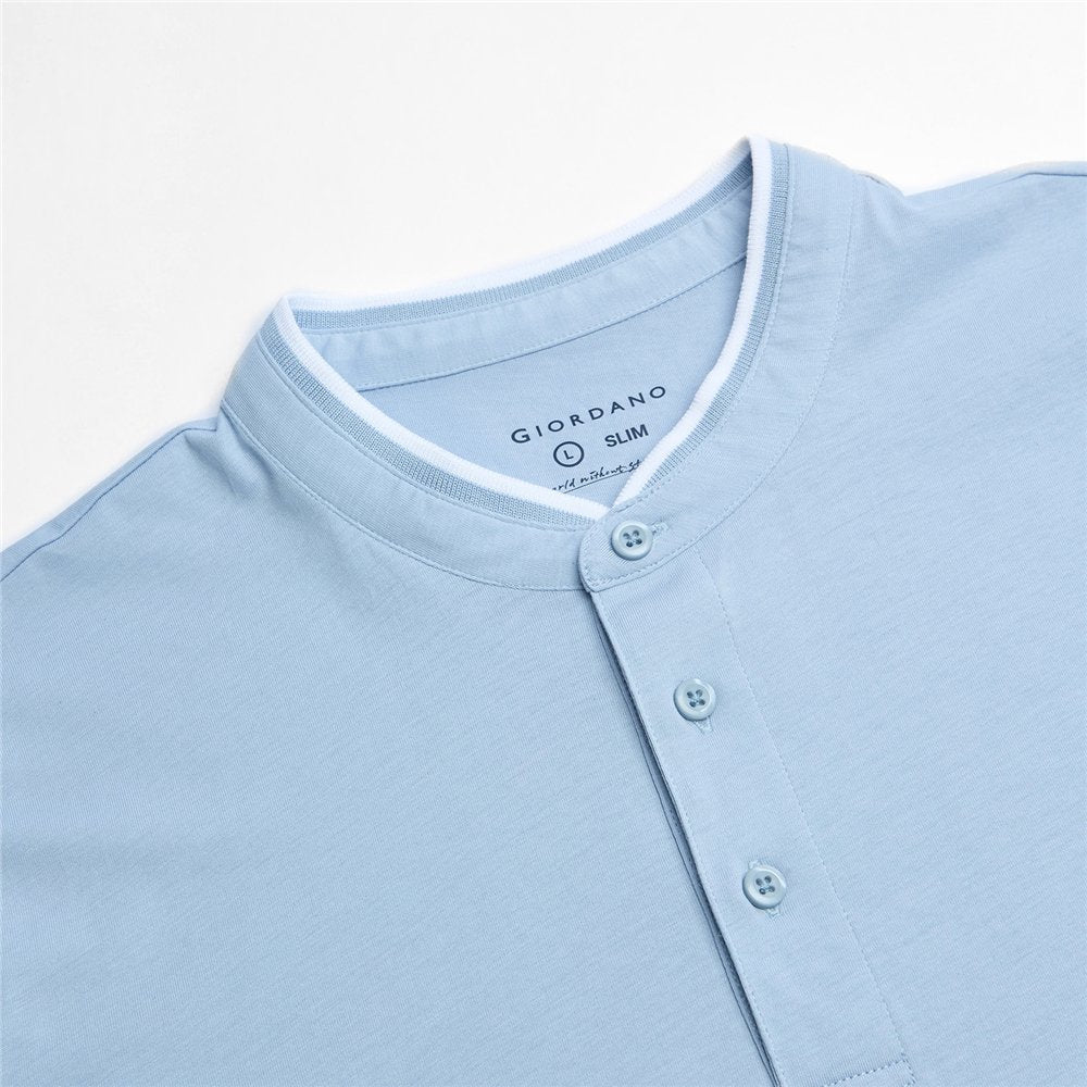 Men's Cotton Jersey Henley Short Sleeve Slim Fit Tee - Giordano Online