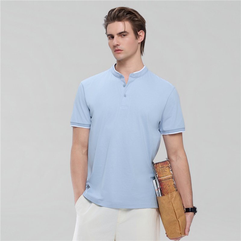 Men's Cotton Jersey Henley Short Sleeve Slim Fit Tee - Giordano Online