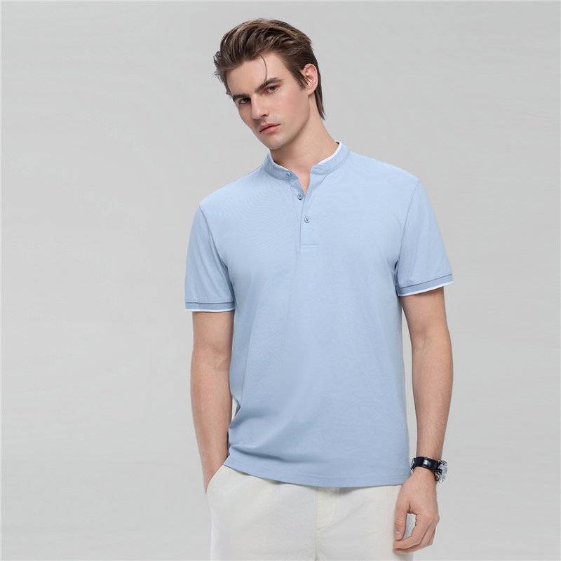 Men's Cotton Jersey Henley Short Sleeve Slim Fit Tee - Giordano Online