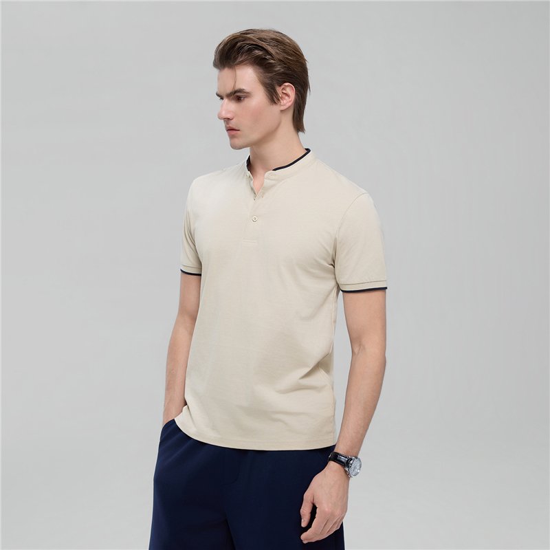 Men's Cotton Jersey Henley Short Sleeve Slim Fit Tee - Giordano Online