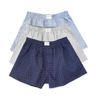 Men's Cotton Poplin Boxers - 3 Pack - Blue - Giordano Online