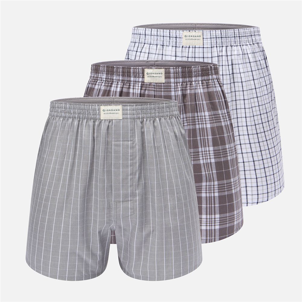 Men's Cotton Poplin Regular Fit 3 Pack Boxers - Giordano Online
