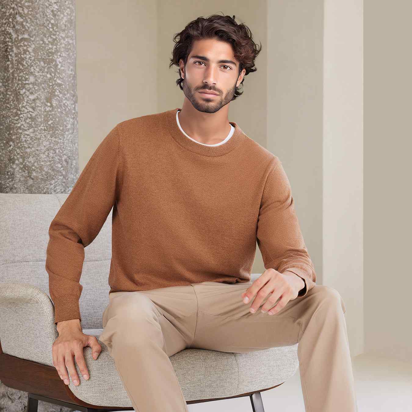 Men's Crew Neck Long Sleeve Relaxed Fit Pullover - Giordano Online