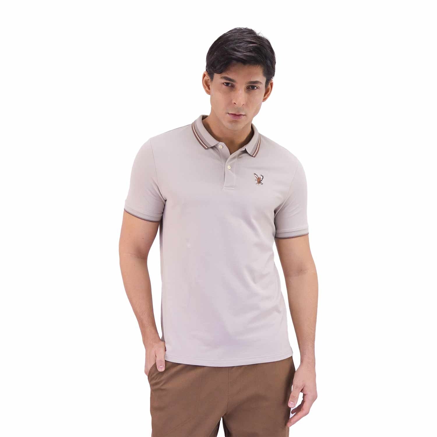 Men's Eagle Printed Solid Polo - Giordano Online