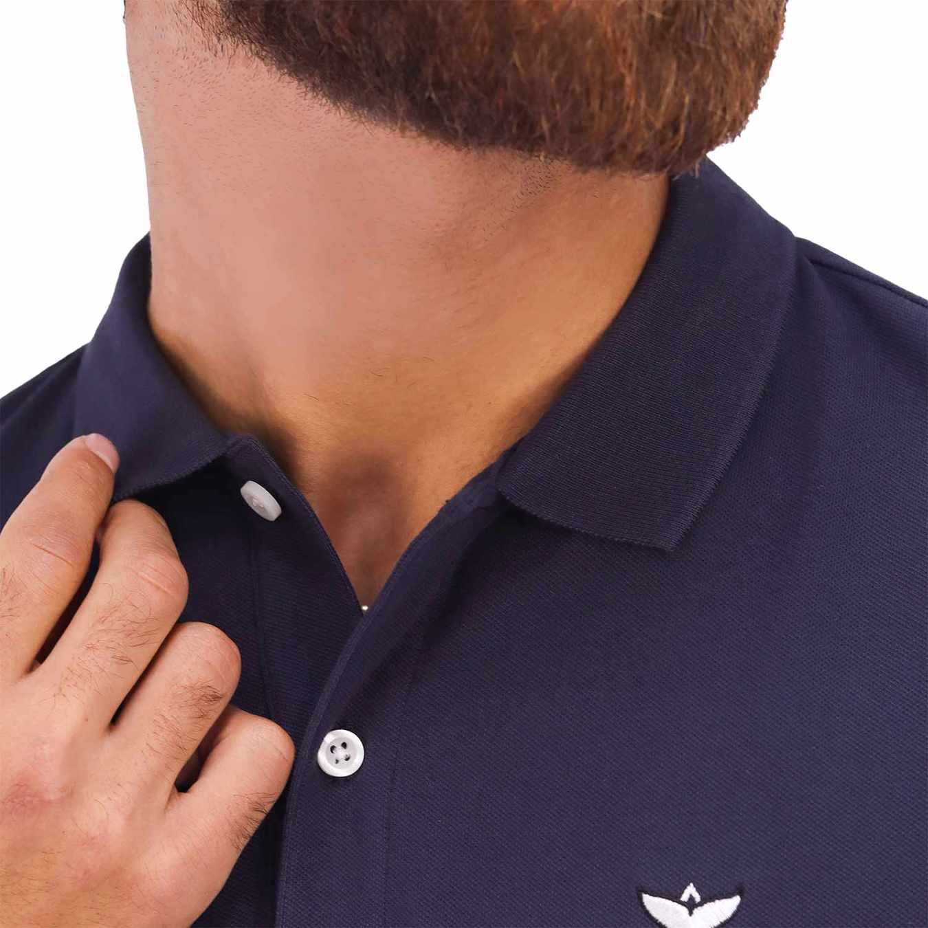 Men's Embroidery Solid Polo - Blue - Giordano Online