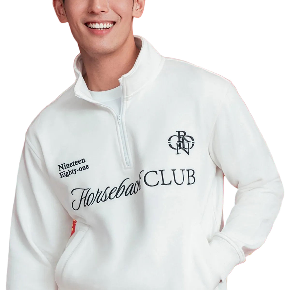 Men's French Terry Half Neck Relaxed Fit Print Pullover - Giordano Online