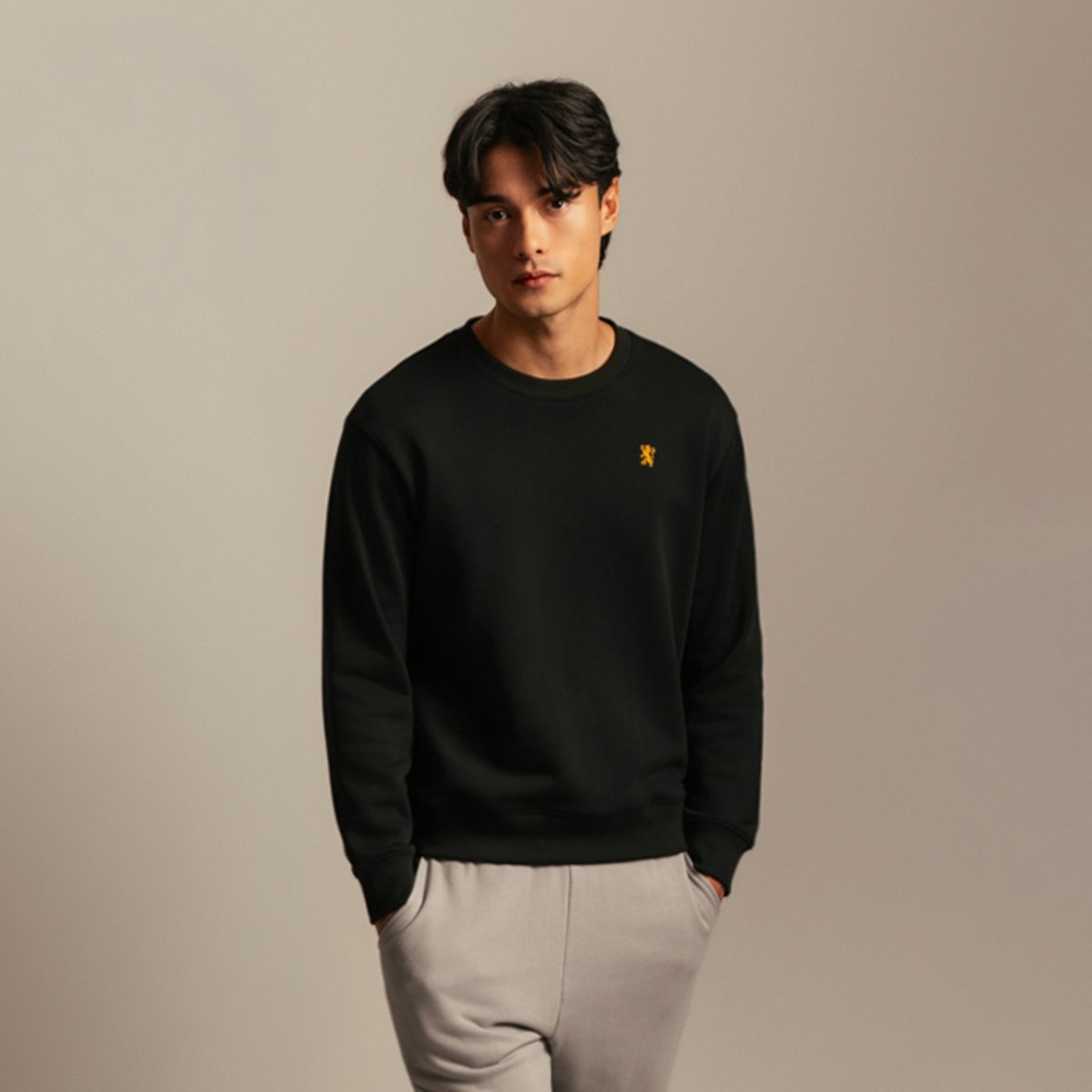 Men's French Terry Long Sleeve Relaxed Embroidery Sweatshirt - Giordano Online