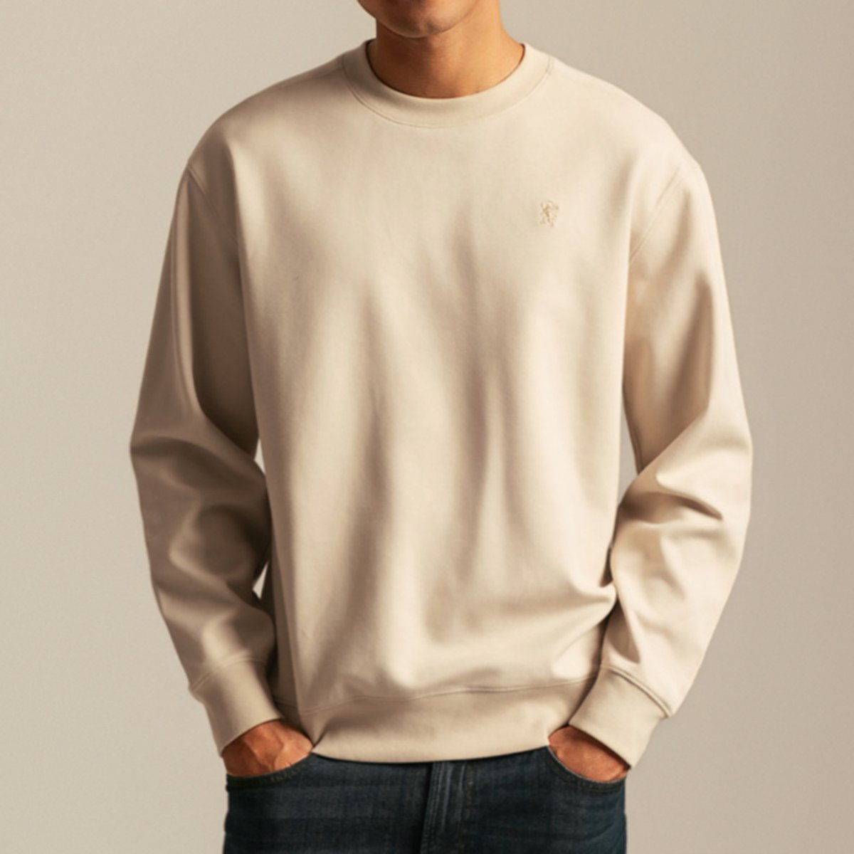 Men's French Terry Long Sleeve Relaxed Embroidery Sweatshirt - Giordano Online