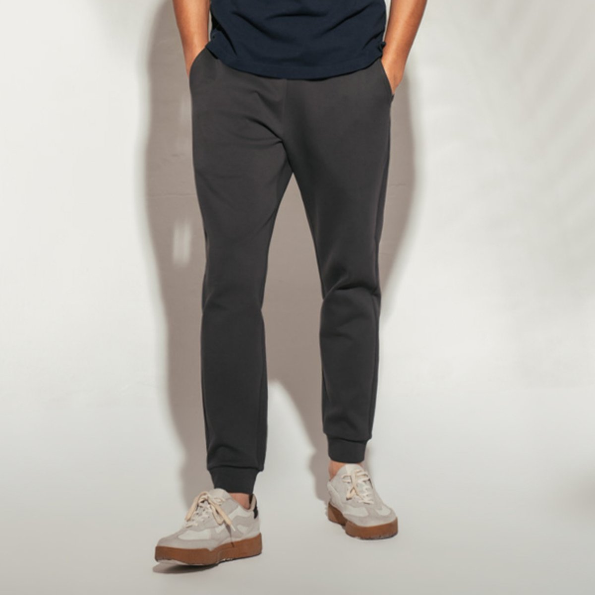 Men's French Terry Mid Rise Slim Taper Jogger - Blue - Giordano Online