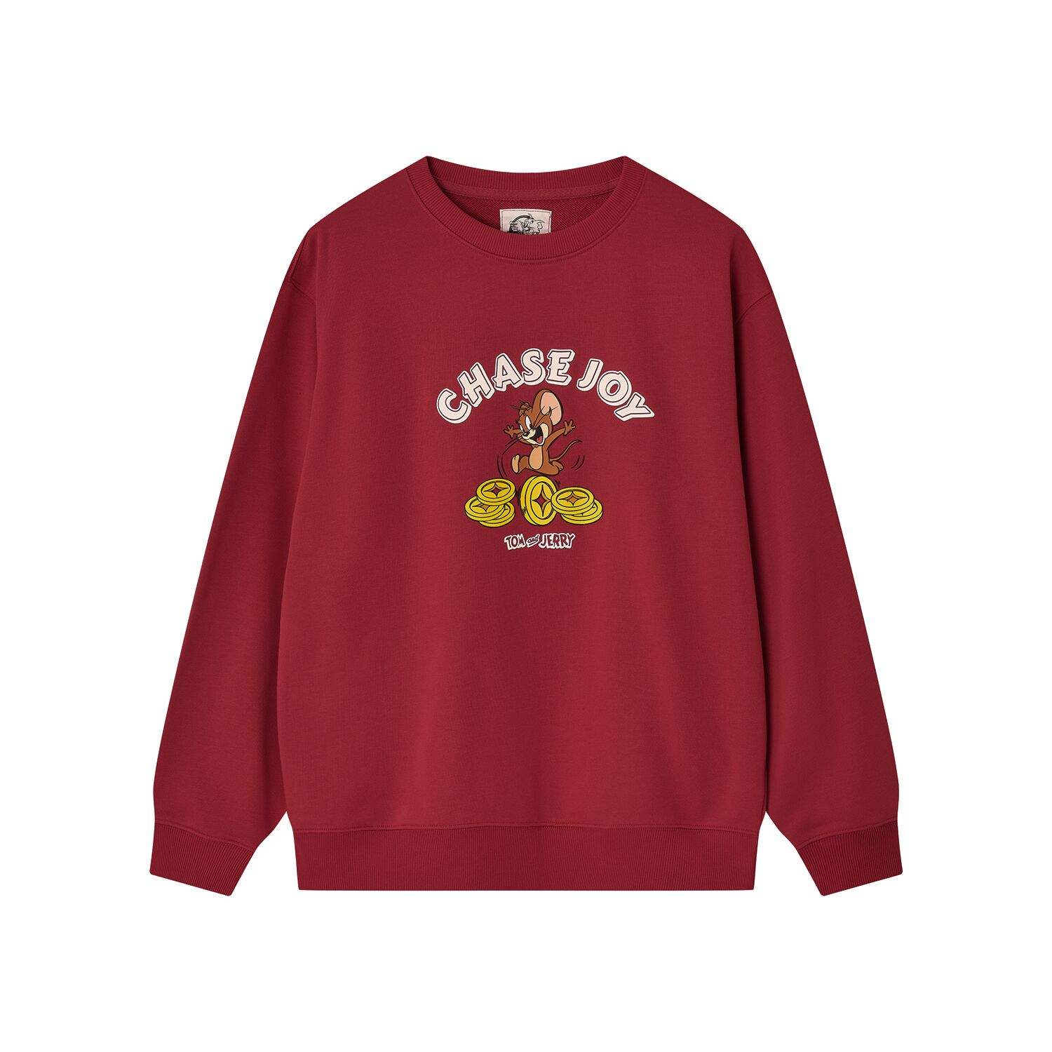 Men’s French Terry Relaxed Fit Pullover - Tom & Jerry - Red - Giordano