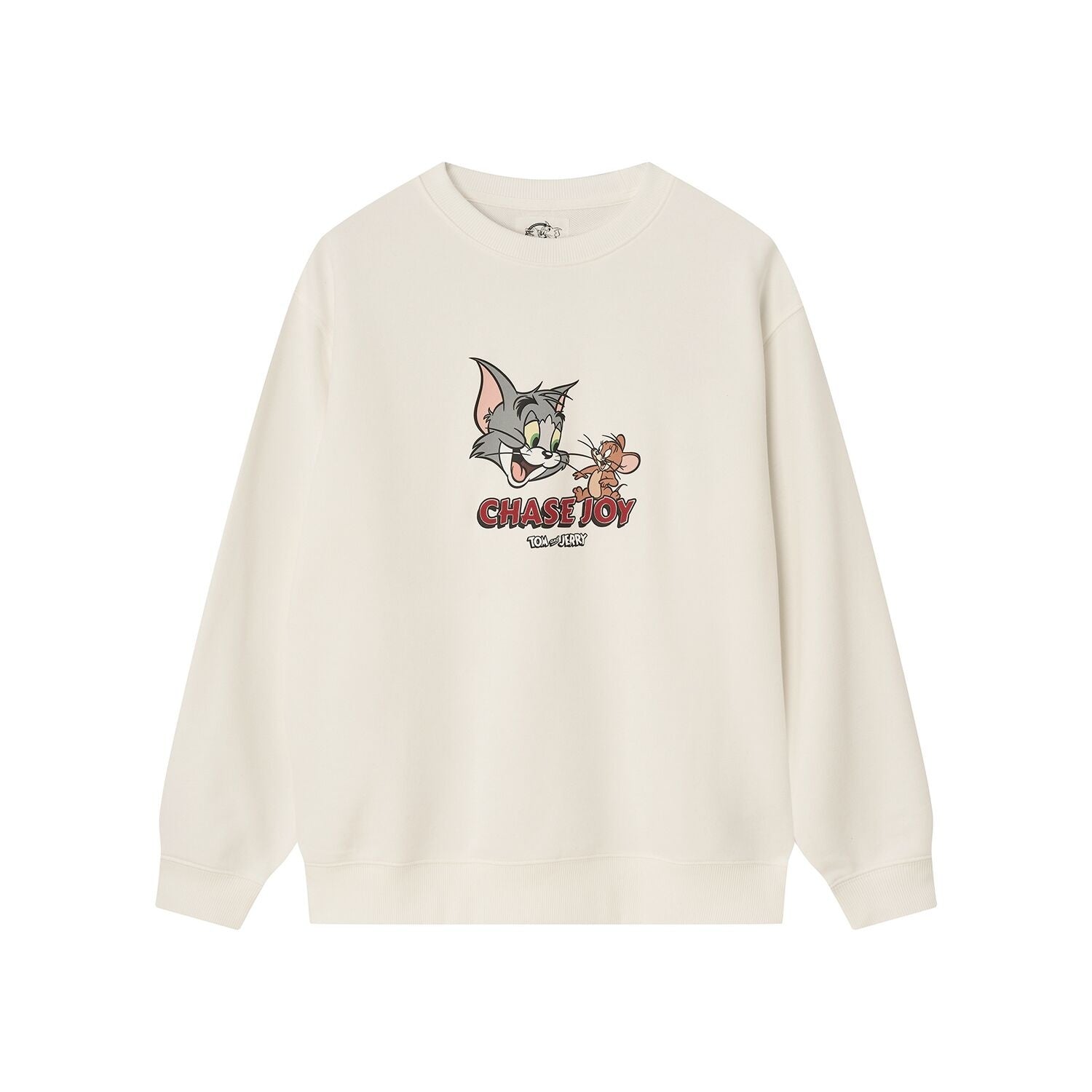 Men’s French Terry Relaxed Fit Pullover - Tom & Jerry - White - Giordano