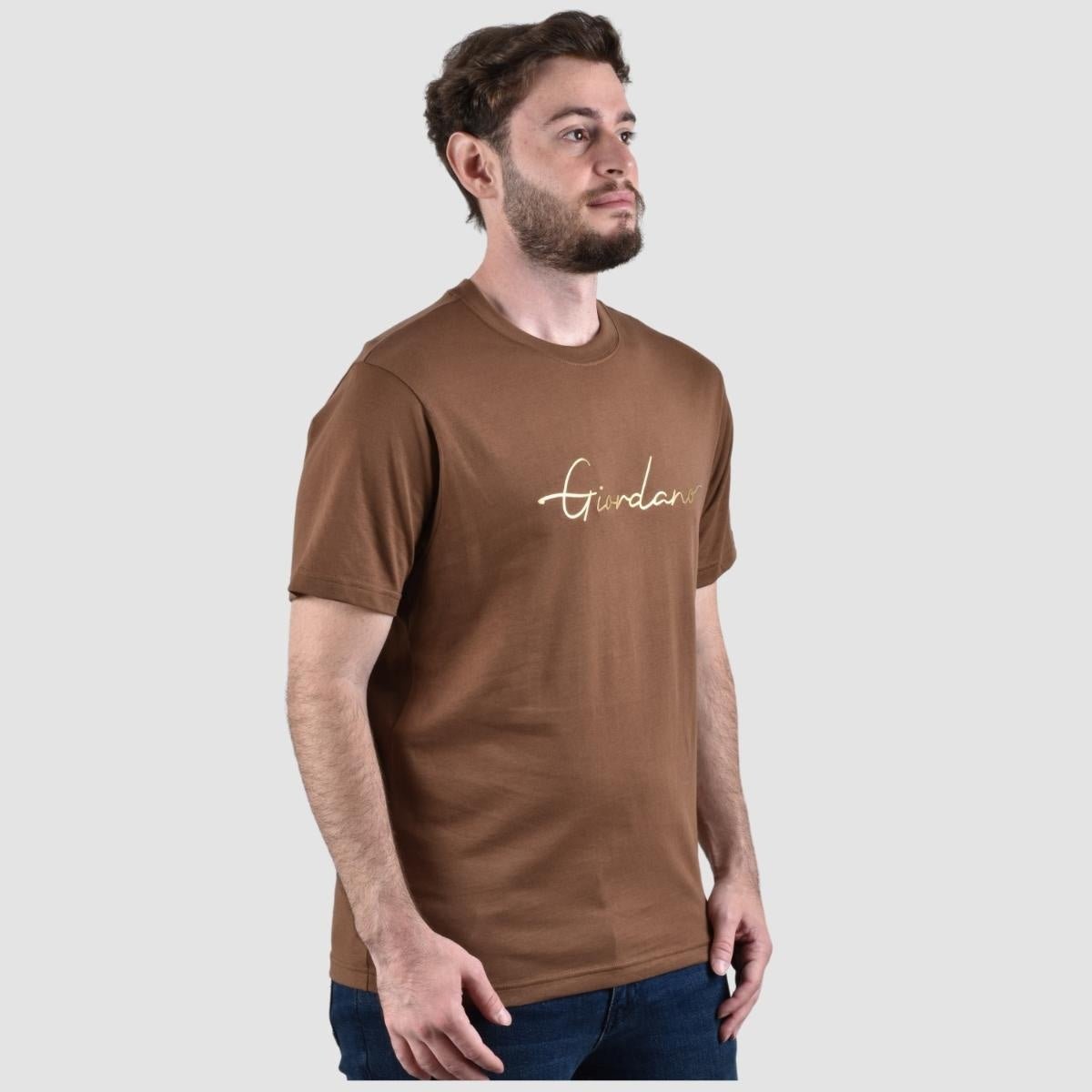 Men's Giordano Slim Fit Tee: Signature Print, 100% Cotton Jersey - Giordano