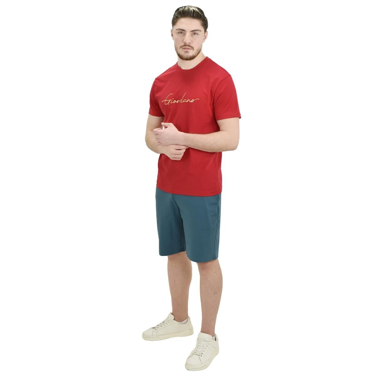 Men's Giordano Slim Fit Tee: Signature Print, 100% Cotton Jersey - Giordano