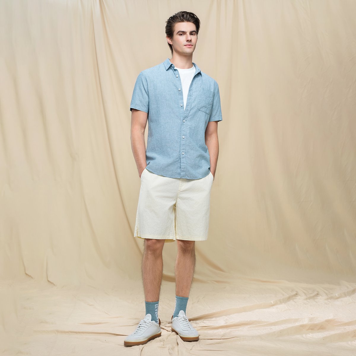 Men's Half Sleeve Linen Shirt - Giordano Online