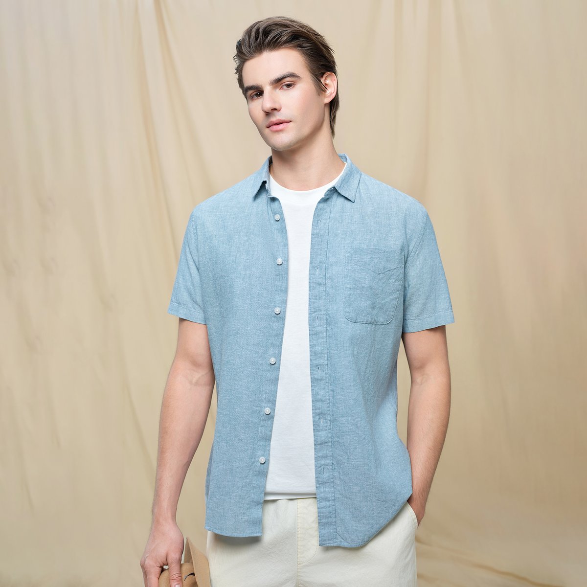 Men's Half Sleeve Linen Shirt - Giordano Online