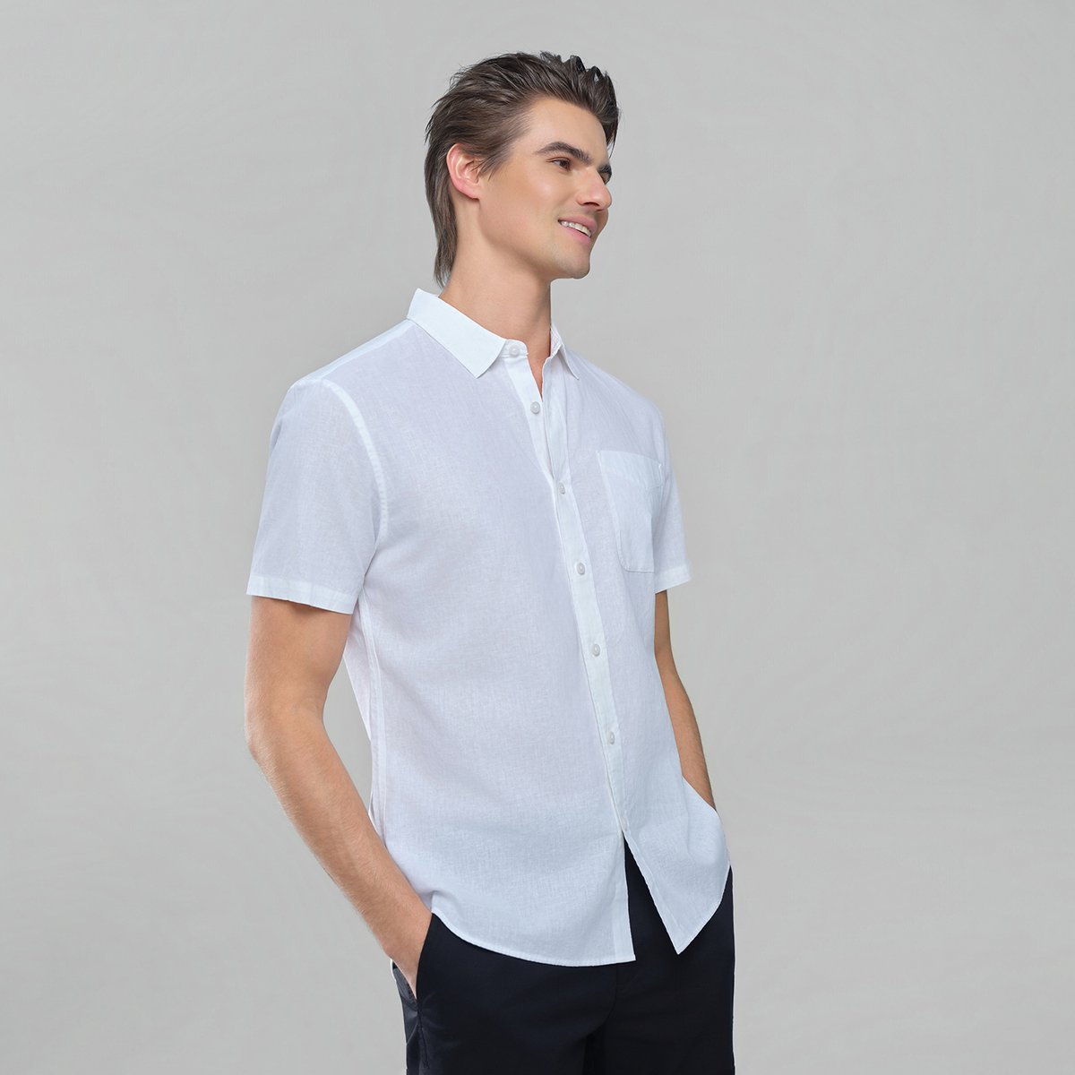 Men's Half Sleeve Linen Shirt - Giordano Online