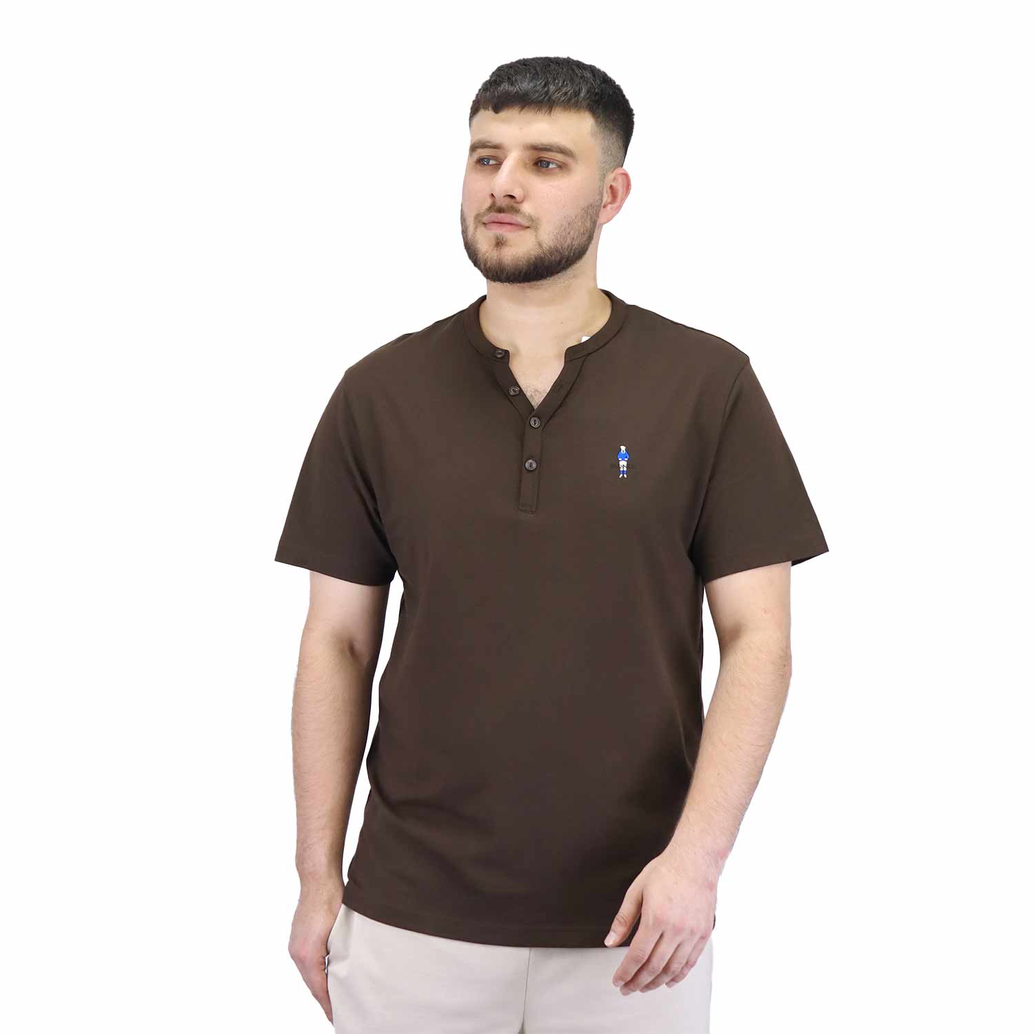 Men's Henley Tee - Brown - Giordano Online