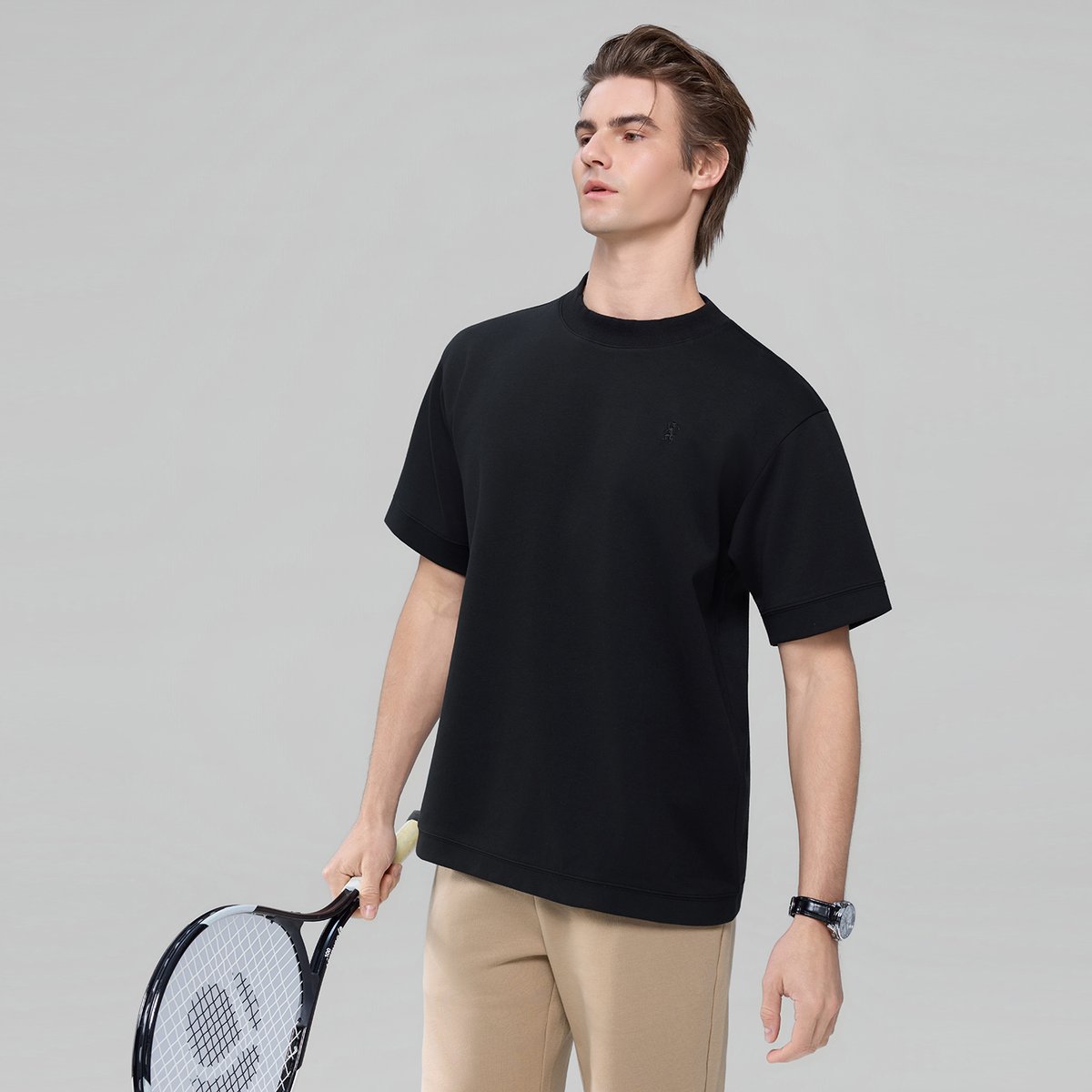 Men's Interlock Crew Neck Relaxed Embroidery Tee - Giordano Online